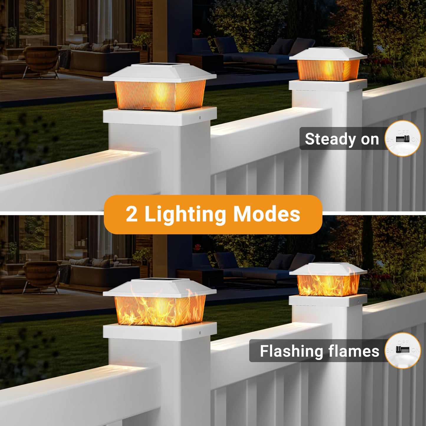Btfarm 4X4 Solar Flame Post Cap Lights Outdoor  18 Pack Flickering Flame Deck Fence Post Lights  Waterproof Solar Powered Lighting Outside Fit 4X4 3.5X3.5 Wooden/Vinyl For Porch Patio Garden