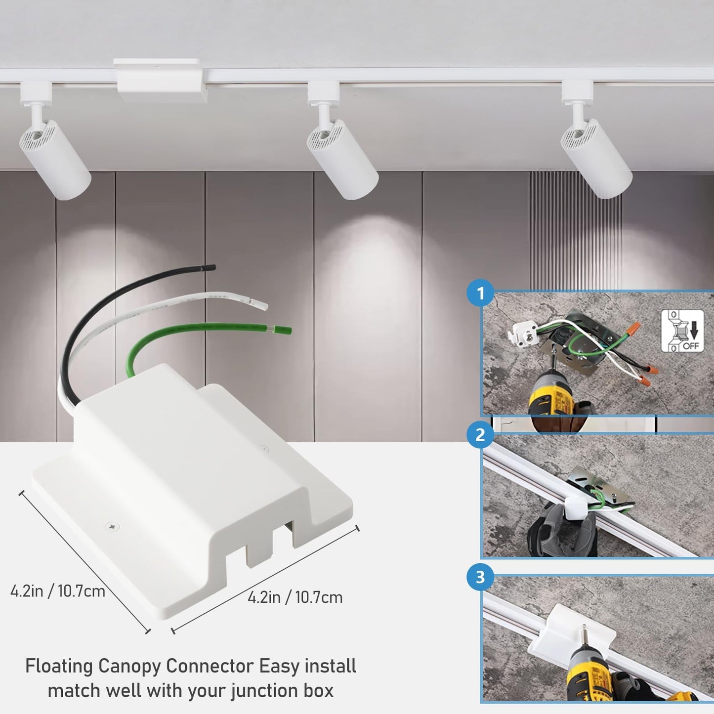 Hiiglxii 6 Lights Led Track Lighting Kit With 6.6Ft H Track Lighting Rails & Floating Canopy Connector  Gu10 Track Light Kit Modern Kitchen Track Lighting Fixtures Ceiling Spot Light  White - No Bulbs