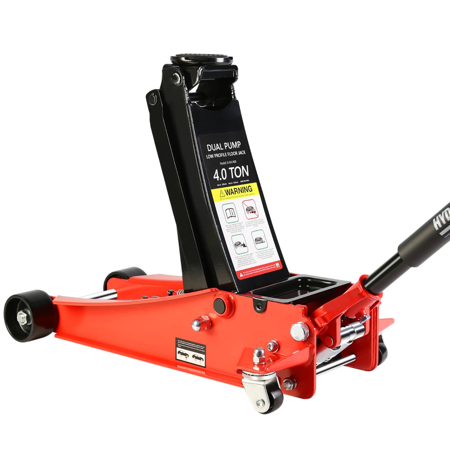 Elefesign 4T(8000) Low Profile Floor Jack, Steel Racing Floor Jack with Dual Pistons Quick Lift Pump, Car Jack Hydraulic AutoLifts for Home Garage, Hydraulic Floor Jack Lifting Range 4"-21"
