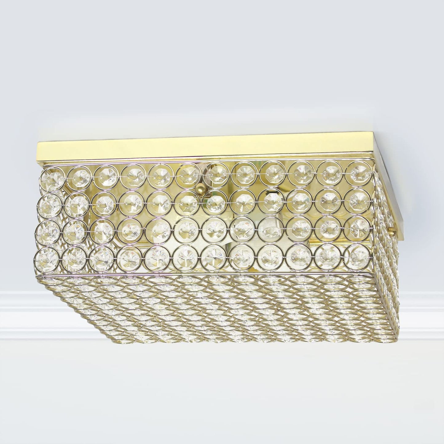 LALIA HOME Glam 2 Light Flush Mount, 12 Inch Square, Metal, Gold, Model LHM-2004-GL