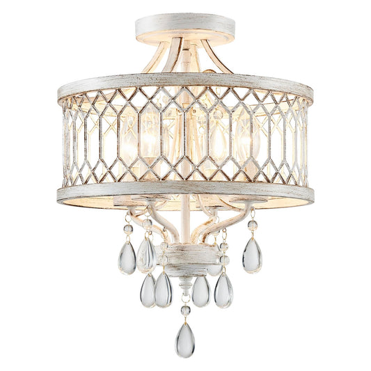 Crystal Ceiling Light Fixture  Modern Semi Flush Mount Ceiling Light  Farmhouse Crystal Chandeliers For Dining Room Light Fixture  Hallway Lighting Fixtures For Kitchen Bedroom Bathroom Foyer Entryway