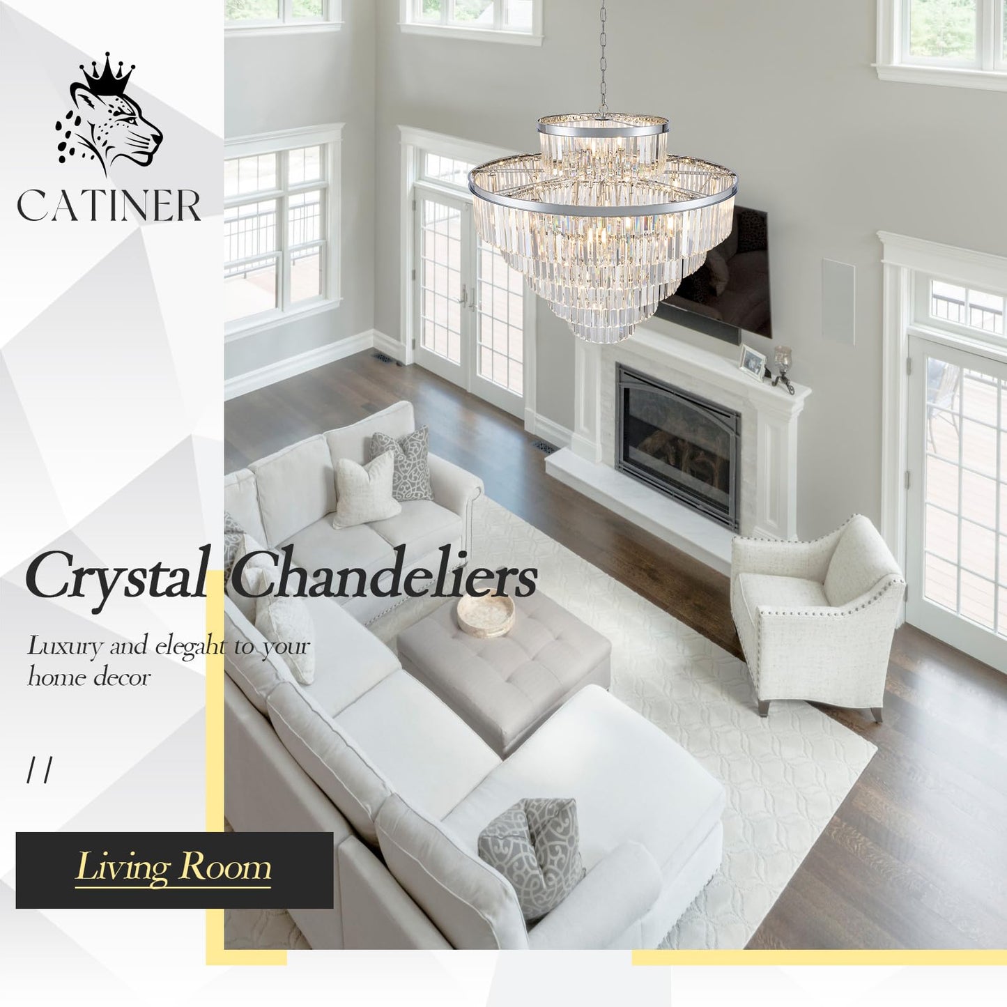 23 Lights Large Crystal Chandeliers 36 Modern Chrome stylish Chandelier For Foyer Staircase Chandeliers 6 Tiers Round K9 Ceiling Pendant Lighting Fixture For Living Dining Room