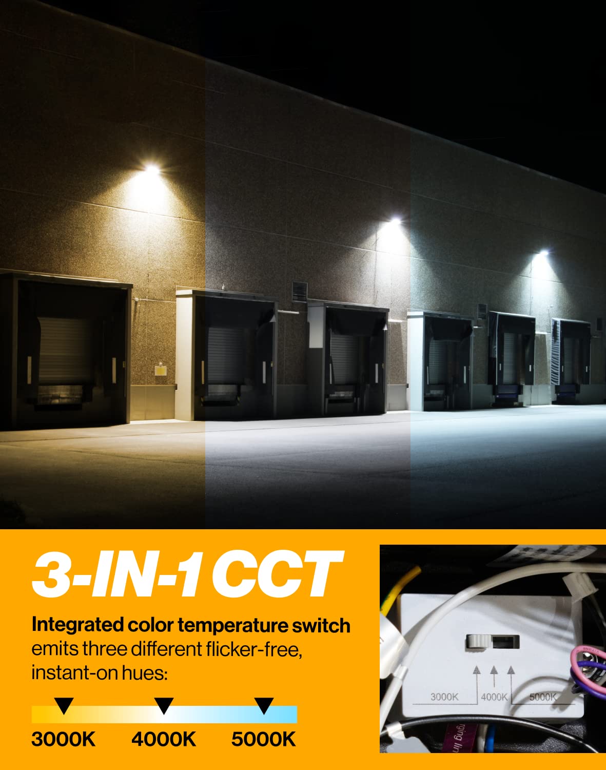 Sunco LED Wall Pack 80W Dimmable Waterproof 6 Pack - 3000K/4000K/5000K, Aluminum, 7600 Lumens, Model WP_BR-