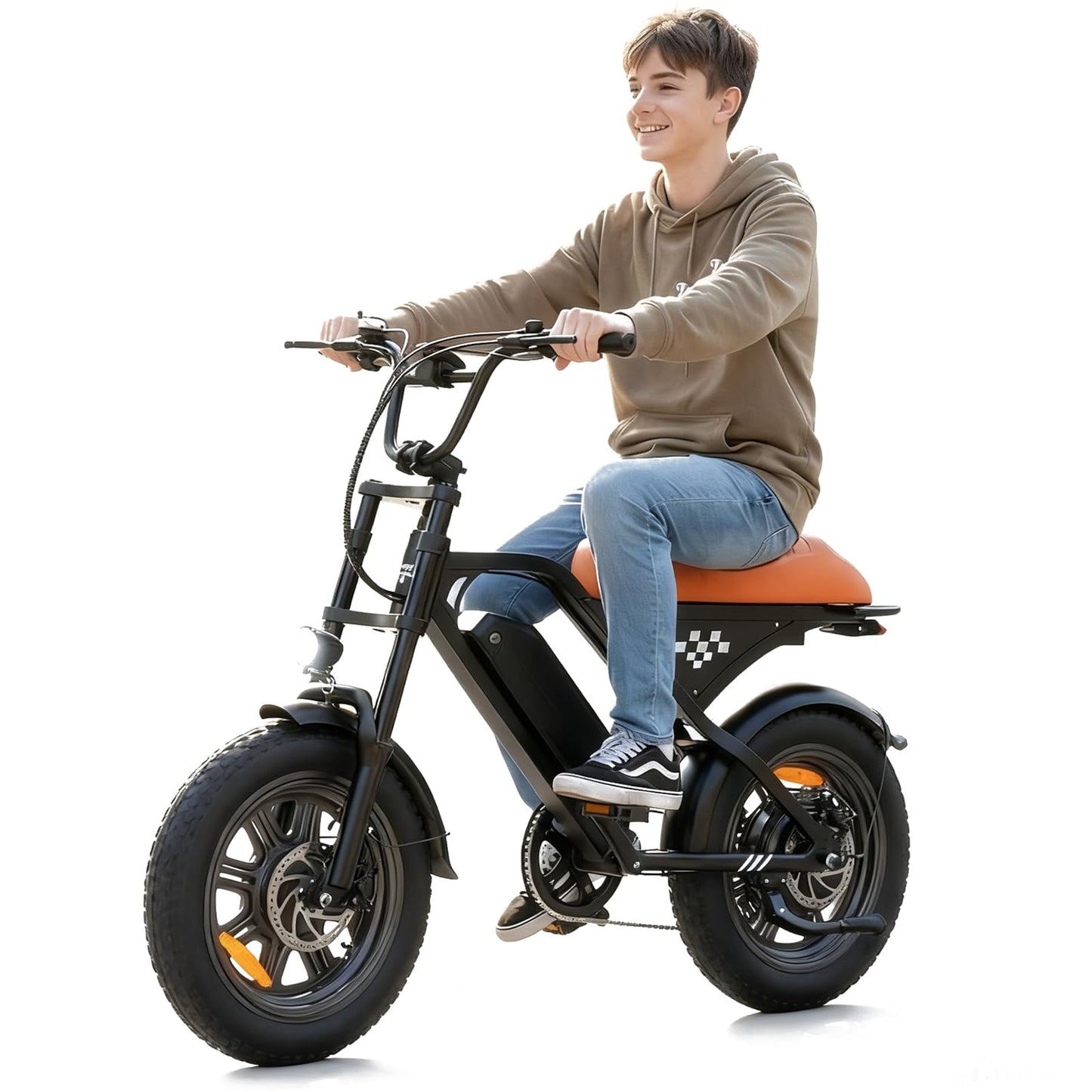 AYOLNY Electric Bike for Adults Teens, 1500/1000W Peak Motor Retro Electric Dirt Bike 55 Miles Pas Range, 20/16" Fat Tire 20MPH Full Suspension Banana Seat Ebikes with Pump, All-Terrain