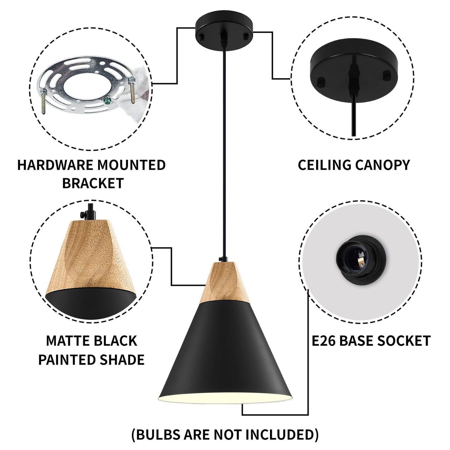 Sesiment Modern Pendant Lights  3 Packs 9.4Inch Black Pendant Light  Kitchen Pendant Lights  Farmhouse Pendant Light For Kitchen  Living Room  Bar  Bedroom  Office