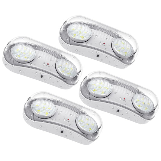 Outdoor Emergency Light With Battery Backup  Exterior Emergency Exit Lights Hardwired  Wet Location Led Egress Lights  Waterproof Commercial Emergency Lighting Fixture  120-347V  Ul Listed(4 Pack)