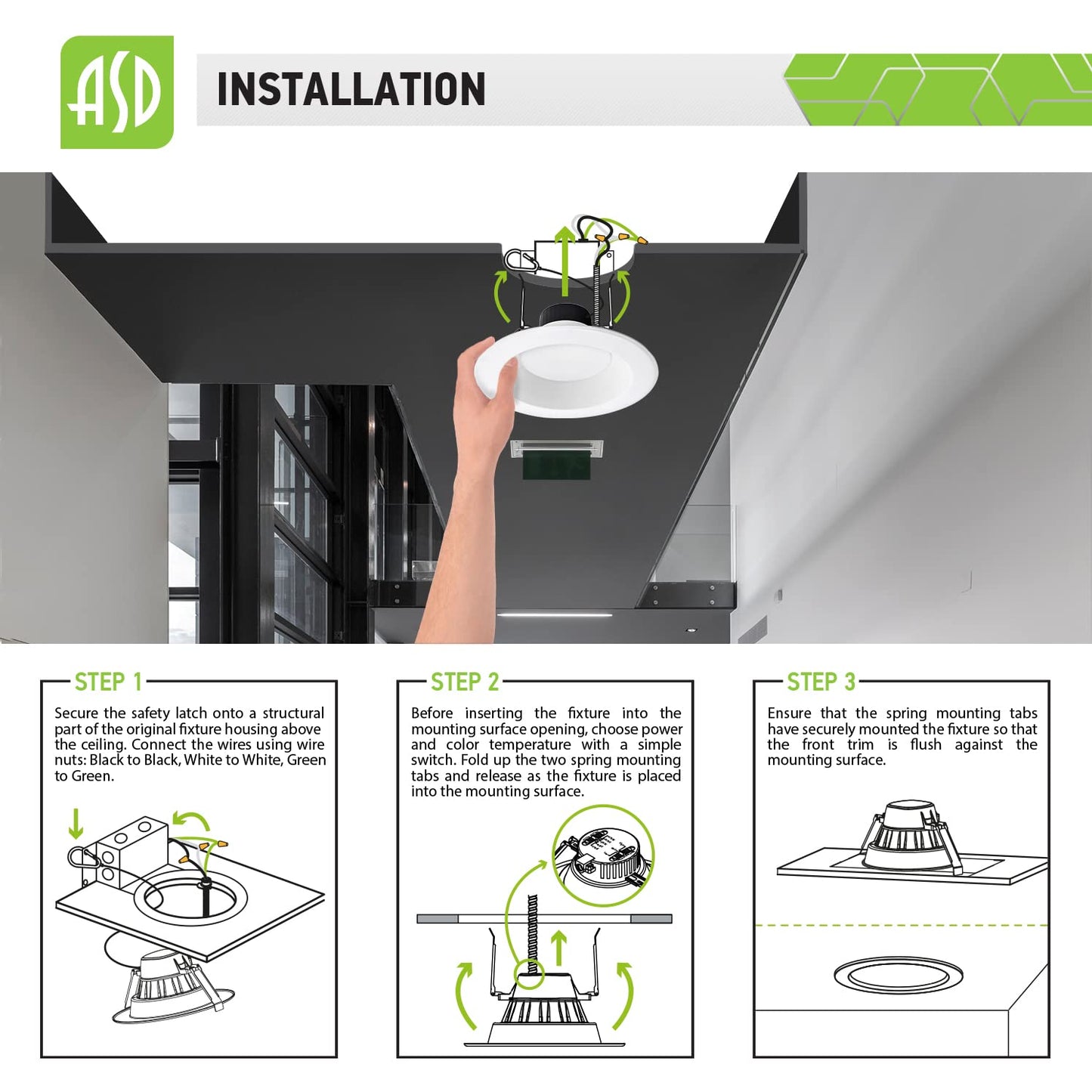 Asd 6 Inch Commercial Canless Led Downlight  Power Adjustable 10/15/22W Lighting  Dimmable Recessed Ceiling Light Fixture  5 Color Temperatures 2700K-5000K  120-277V Ic Rated Ul & Energy Star 4 Pack