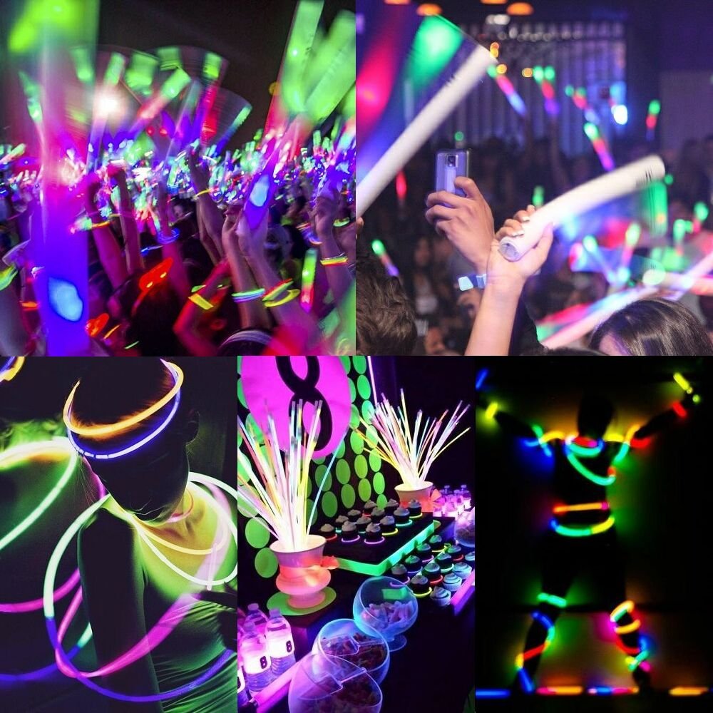 Glow With Us Glow Sticks - 1200 Bulk Blue Light Sticks, 6” Industrial Grade, 12-14 Hrs Glow, 3-Year Shelf Life