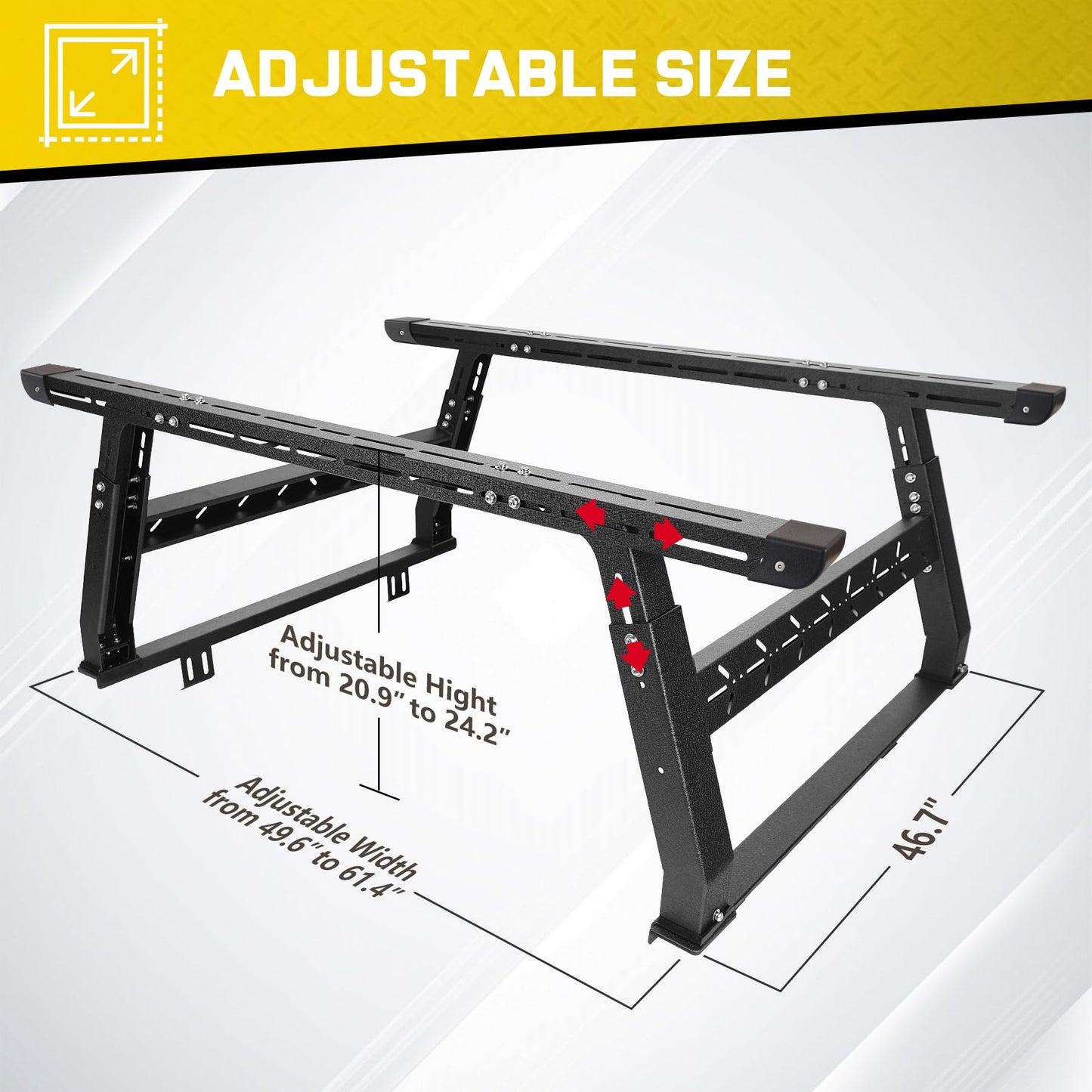 Binary Star Adjustable Truck Bed Rack Compatible with Most Trucks (Chevy/Dodge/Ford/Gladiator/Tundra/Tacoma), Kayak, Surfboard, Lumber, Snowboard, Ladder Rack for Truck
