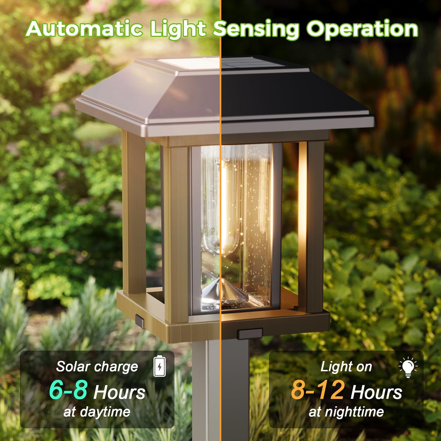 Xmcosy+ Solar Pathway Lights Outdoor Waterproof Ip65 - Dual-Tone 25 Lm Led Solar Garden Lights For Yard  Glass Outdoor Lighting For Garden Patio Yard Landscape Walkway Driveway Lawn Decor (Warm White)