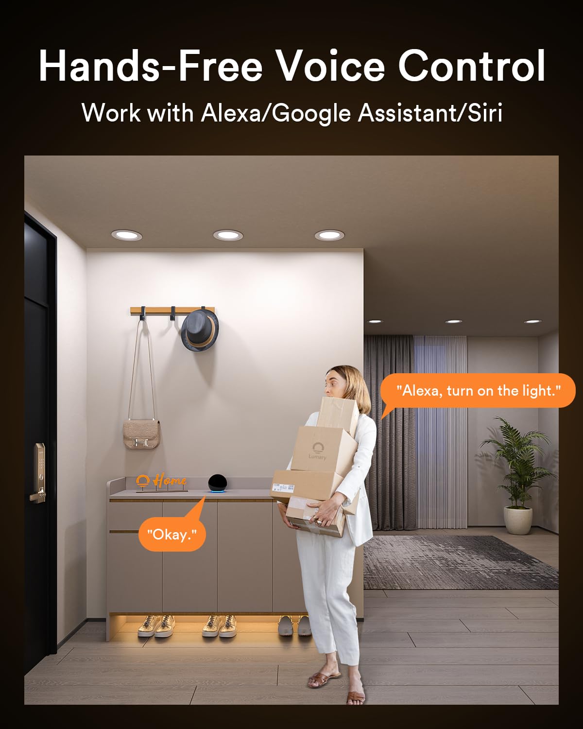 Lumary Smart Recessed Lighting 6 Inch With Remote  Work With Alexa/Google  Canless Wifi Led Wafer Recessed Lights  Rgbww Ceiling Downlight With J-Box And Metal Anti-Glare Baffle Trim  4 Pack