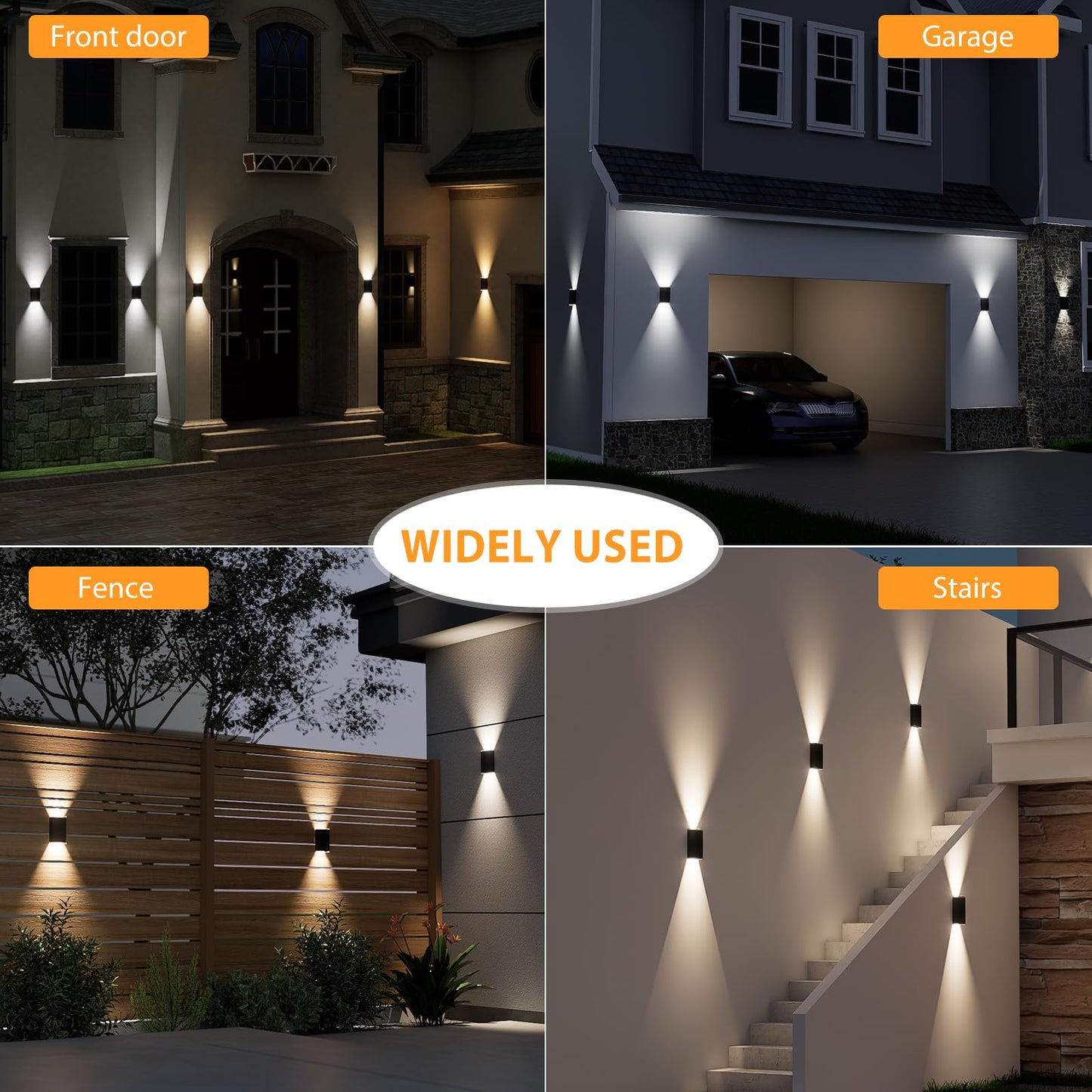 Ugdluck Solar Wall Light Outdoor 3000/4000/6000K 3 Modes Dusk To Dawn Lighting Wall Sconce Ip67 Waterproof Up And Down Solar Lights Outdoor For House  Garage  Porch Doorway (4 Pack)