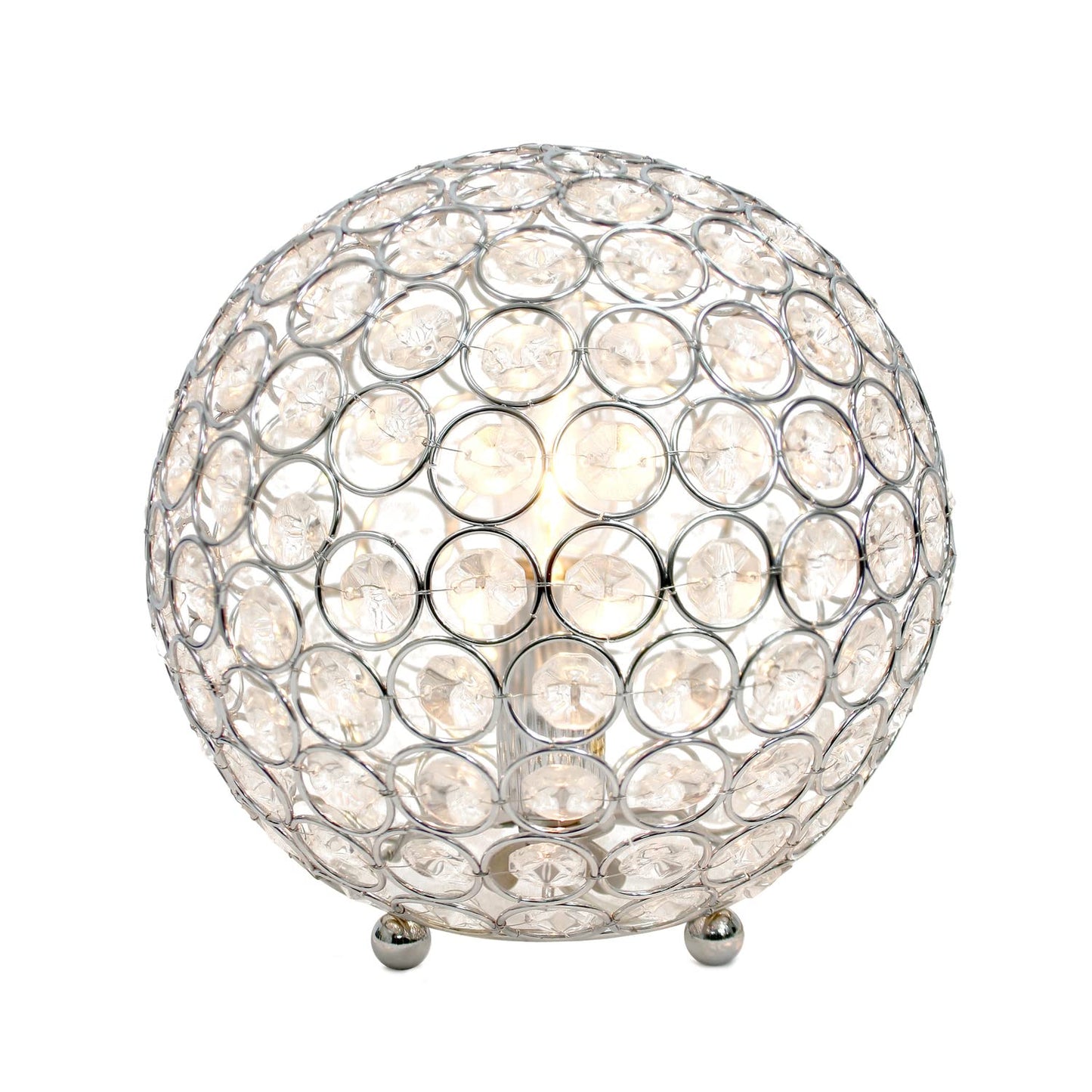LALIA HOME Elipse Table Lamp, 8in Contemporary Metal Crystal Sphere, Chrome, Model 1270-LHT-3009-CH