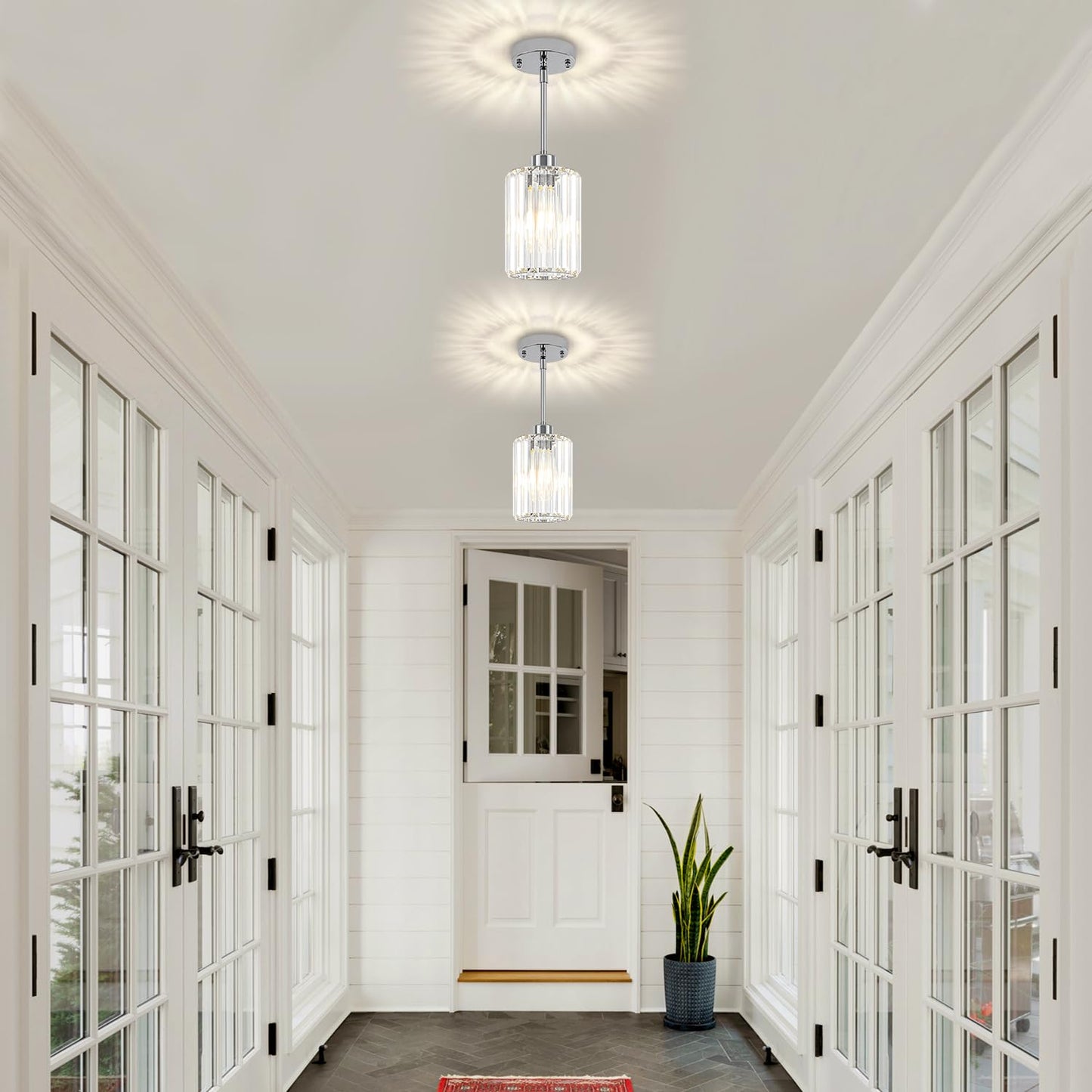 Zsmihdoh Chrome Pendant Lights 3 Pack Crystal Pendant Lighting For Kitchen Island  Modern Mini Kitchen Chandeliers Hanging Pendant Lights For Bedroom Dining Room Hallway