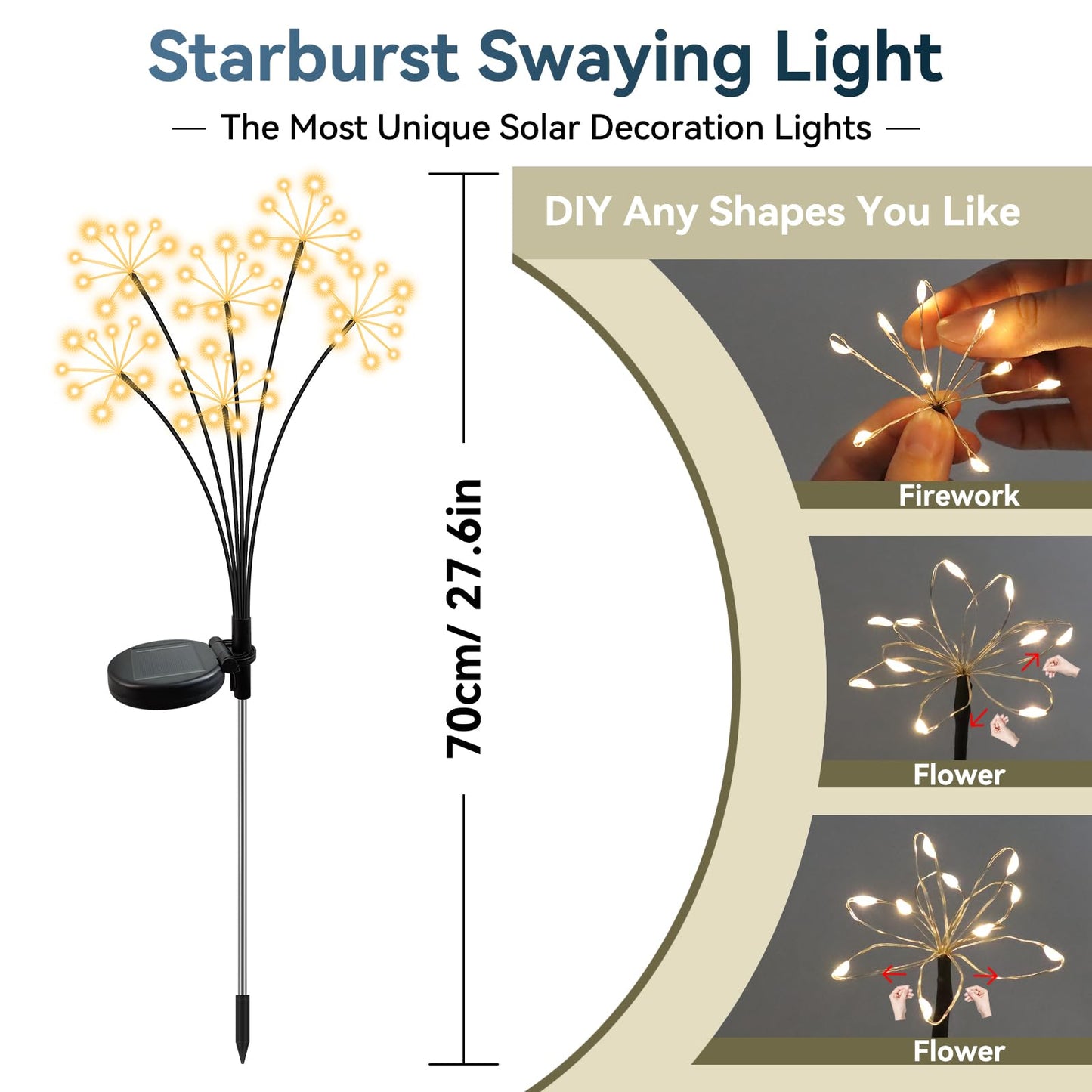 Solar Garden Lights 6 Pack Waterproof Swaying Starburst Light Solar Outdoor Lights For Yard Patio Walkway Pathway Party Wedding Decoration  Unique Gifts For Women  Warm White