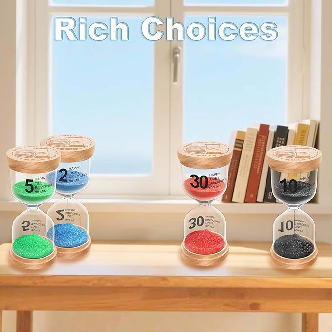 1 Minute Sand Timer, Wooden Hourglass Sand Clock, Small Beech Wood Blue 1 Min Hour Glass, One Minutes Sandglass for Brushing Teeth, Reloj De Arena, Classroom, Game, Kitchen, Home, Office