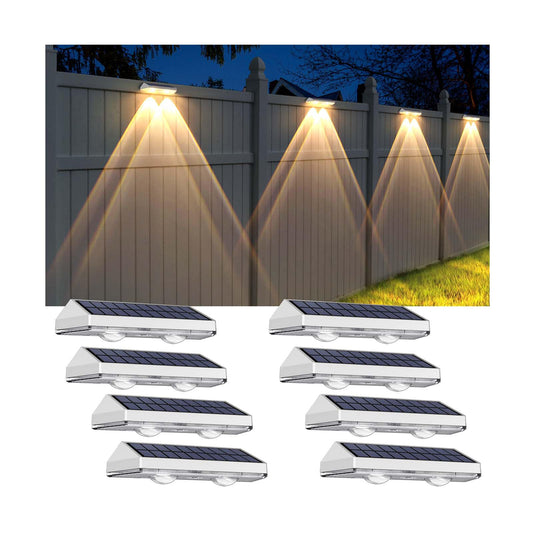 Solar Fence Lights Outdoor - 2700/4000/6000K 3 Modes  Ip65 Waterproof Fence Solar Lights Outdoor  Fence Light Solar Powered For Patio Decor/Railing/Step And Wall - Unique Housewarming Gifts(8 Pack