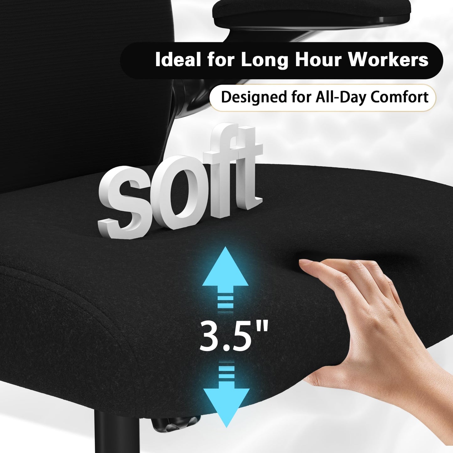Ergonomic Office Chair, Mesh Desk Chair with Headrest, Lumbar Support, Thick Seat Cushion, Flip-up Arms, High Back Computer Task Chairs for Home Office, Black/Silver