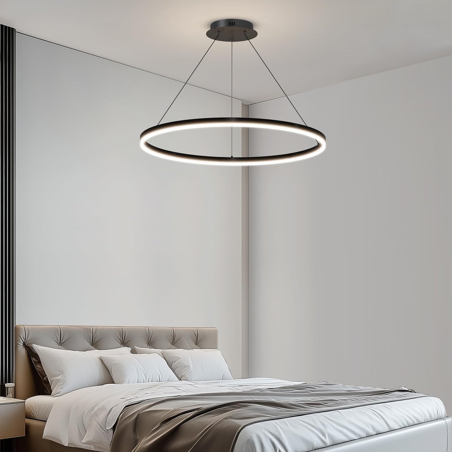 Mikeru Modern Led Chandelier Light  Ceiling Pendant Light Fixtures With Remote Control 3000K-6500K Adjustable Color Temperature Light For Living Room  Bedroom  Kitchen (23.6In