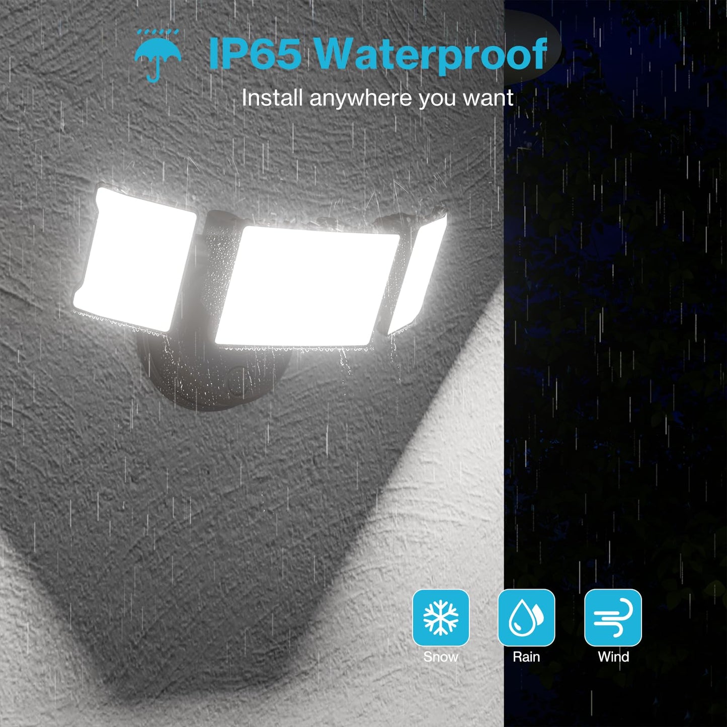 Olafus 60W LED Flood Lights 6000LM, IP65 Waterproof, Brown, Model BDB55-3, 2 Pack for Outdoor, Garage, Wall/Eave Mount