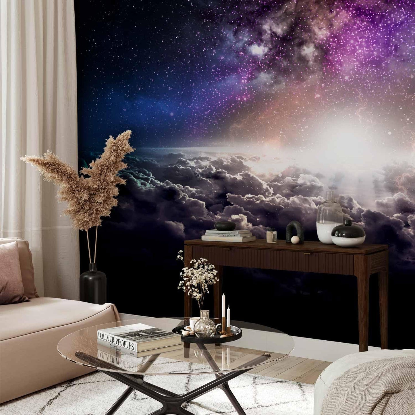artgeist Wall Mural Galaxy 138x101 in - Non-Woven Wallpaper Fleece Wall Decor Photo Print Picture Image Design Home Mural Cosmos Sky Star Cloud Purple i-A-10009-a-a