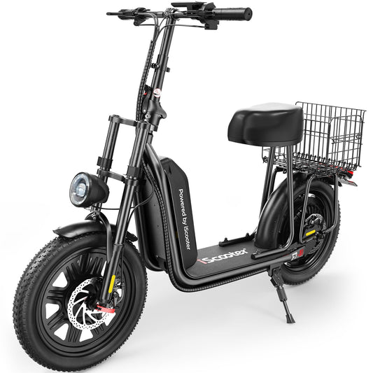 iScooter F7 Electric Scooter Adults, 28 MPH Top Speed & 45 Miles Range, 16'' Fat Tire Scooter for Adults, Detachable Seat & Adjustable Handlebar, 1000W Powerful Motor Electric Scooter with Seat