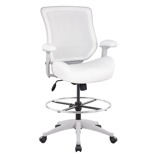 BOLISS 400lbs Mesh Ergonomic Office Drafting Chair Big Adjustable Foot Ring Height Adjustable Armrest (Wht)