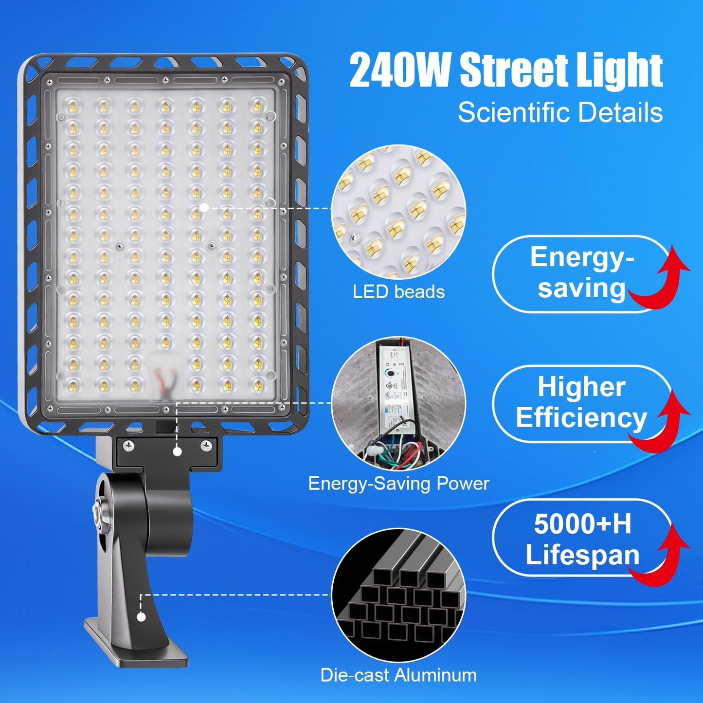 Ledmo 240W Led Parking Lot Light Outdoor Dusk To Dawn Parking Lot Lighting With Adjustable Arm Mount 37000Lm Ip65 Led Street Commercial Area Lights For Yard Sport Barn Shop 5000K