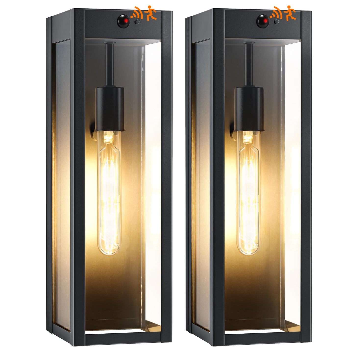 Criry 15.3 Large Motion Sensor Outdoor Wall Lights 2Pack  Dusk To Dawn Porch Lights Outdoor Wall Sconces 3 Lighting Modes Black Exterior Lighting Fixtures For House Garage Bulb Not Included