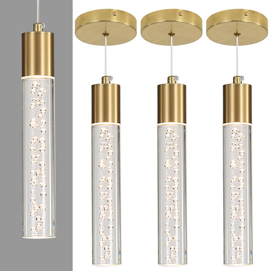 3 Pack Modern Kitchen Island Hanging Light  Gold Led Pendant Lights Fixture  Bubble Acrylic  3 Color Temperatures  Mini Ceiling Chandelier Lighting For Dining Room  Bedroom  Foyer Entrance  Cafe Bar