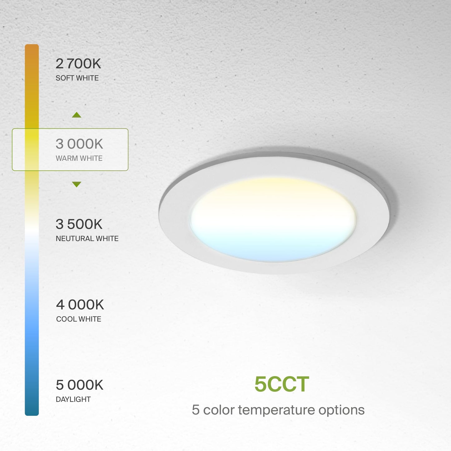Asd 6 Pack Led Recessed Lighting 4 Inch 9W  5 Cct 2700K-5000K Cri90+  Ic Rated Ultra Thin Dimmable Ceiling Lights With J Box  Canless Wafer Downlight  Round Slim Panel Light  Energy Star Etl  White