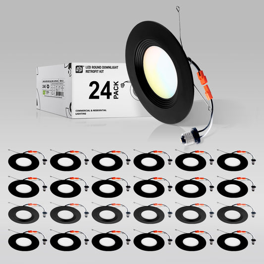 ASD Retrofit LED Recessed Lighting 6 Inch | Black 12W 1009 Lm Wet Rated Dimmable LED Downlights | 2700K-5000K Adjustable CRI90 R