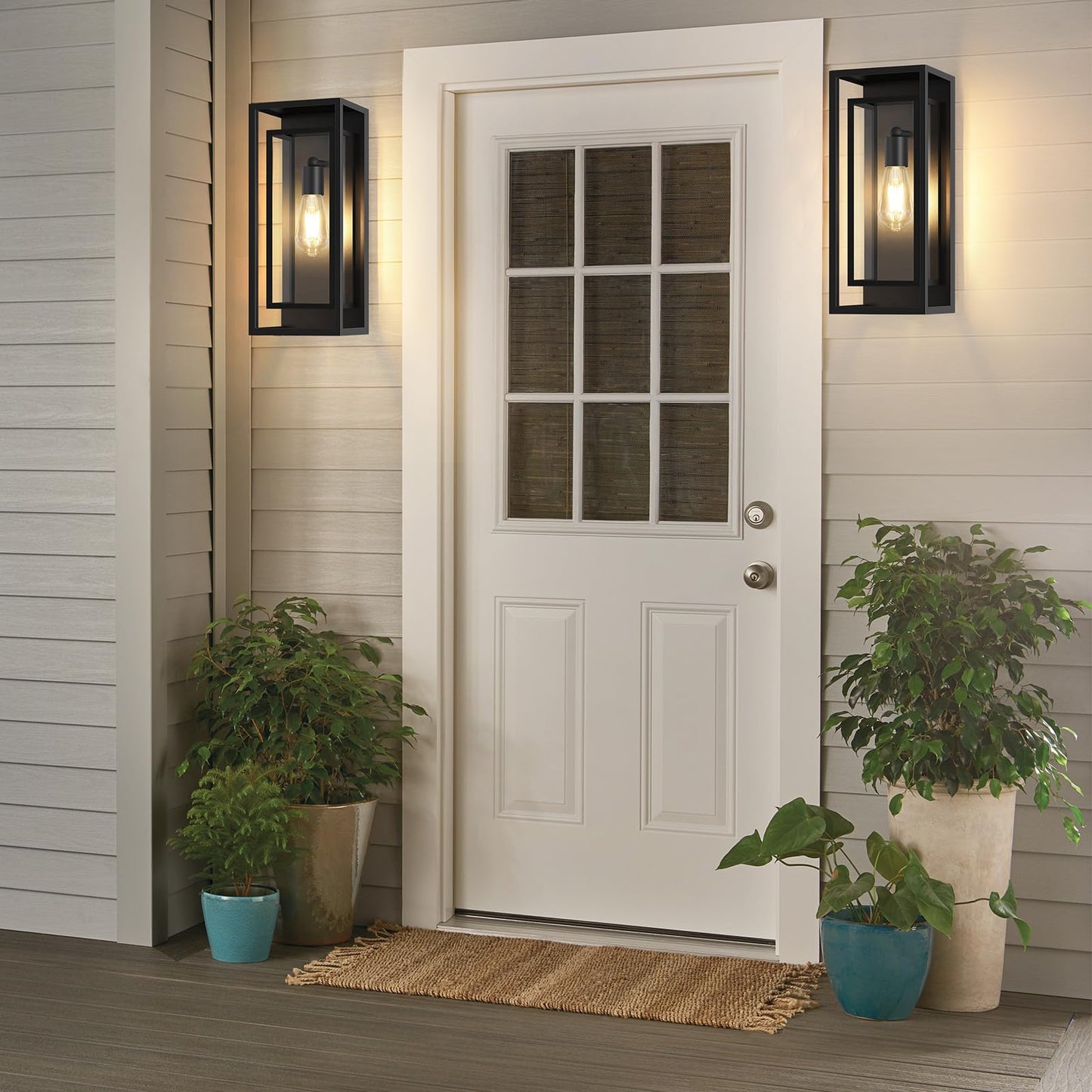 Feanron 16.5 Large Outdoor Wall Lights  1 Pack Matte Black Exterior Waterproof Lanterns With Frame And Clear Glass Shade  Modern Porch Sconces Wall Mounted Lighting For House  Front Door  Garage