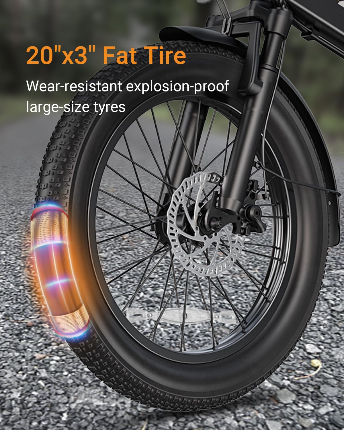 zonveer Folding Electric Bike, 48V 10.4AH Large Removable Battery E Bike, 28 MPH, 50 Miles Max Range, 20" Fat Tire Electric Bike for Adults, Adult Electric Bicycles for Commute