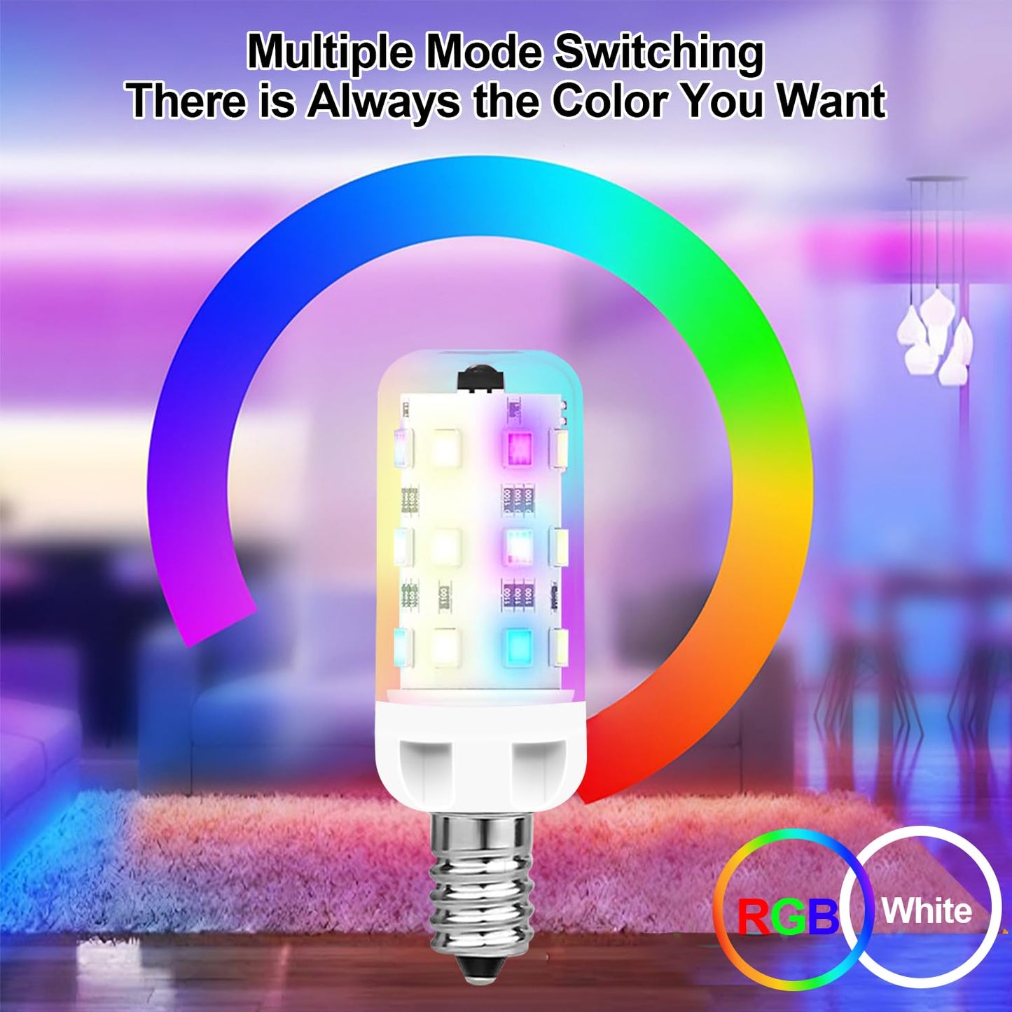 Xrise E12 Led Bulb 2.5W Dimmable Rgb+White Color Changing With Remote Control Equivalent 25W Halogen E12 Base Led Light Bulbs 6000K 250Lm  No Flicker 8 Pack