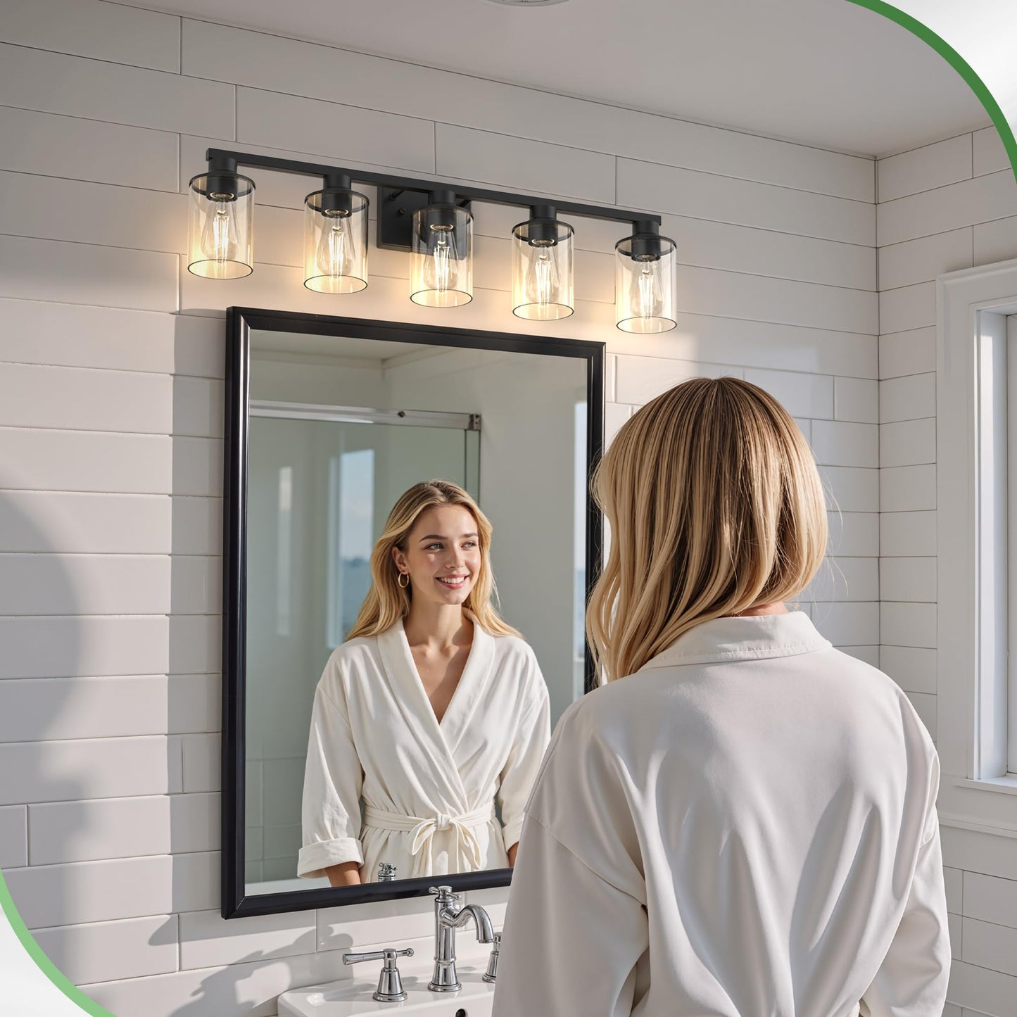 Doresshop Bathroom Light Fixtures  5-Light Matte Black Bathroom Lighting Fixtures Over Mirror With Clear Glass Shade  Vanity Lights For Hallway Living Room Bedroom