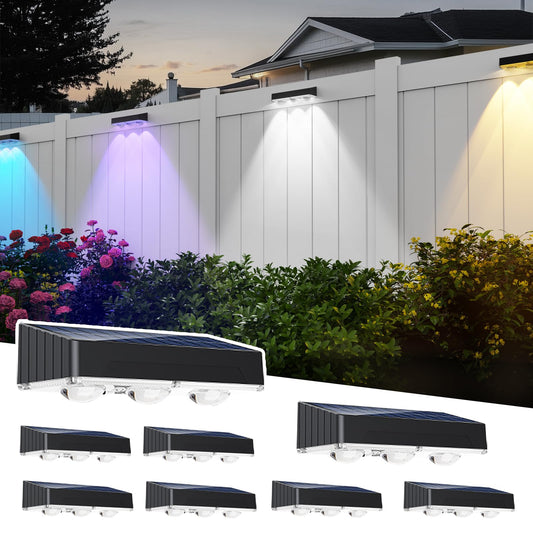 Zsyiqixi Solar Fence Lights 8 Pack 100 Lumens Outdoor Fence Solar Lights With 12 Modes Rgb Color Glow Led Outdoor Waterproof For Wall  Yard  Patio  Pool  Porch  Holiday Decor