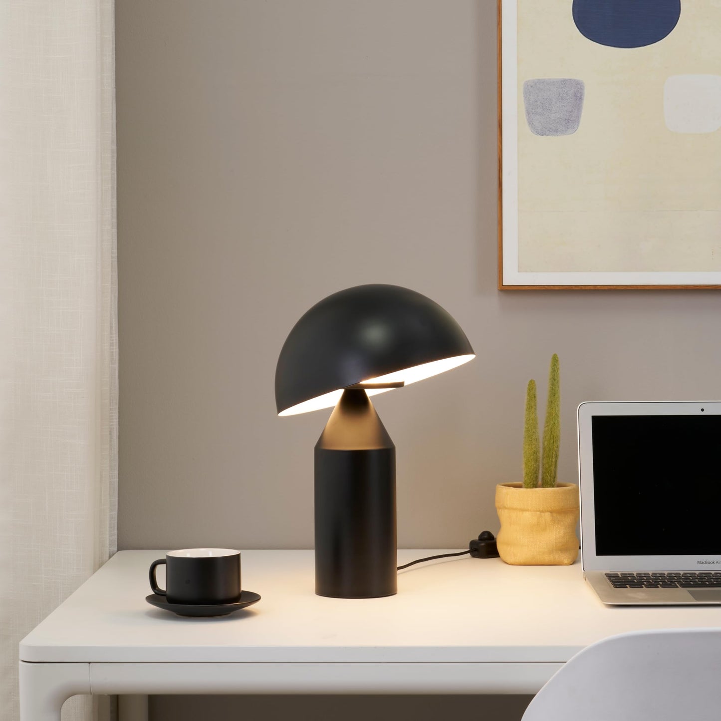 Brightech Venus 14 Globe Table Lamp - Modern Mid-Century Lamp With Golden Metal Shade - Nightstand  Bedside  Desk & Accent Table Lighting For Bedroom  Living Room & Office D?Cor - Black