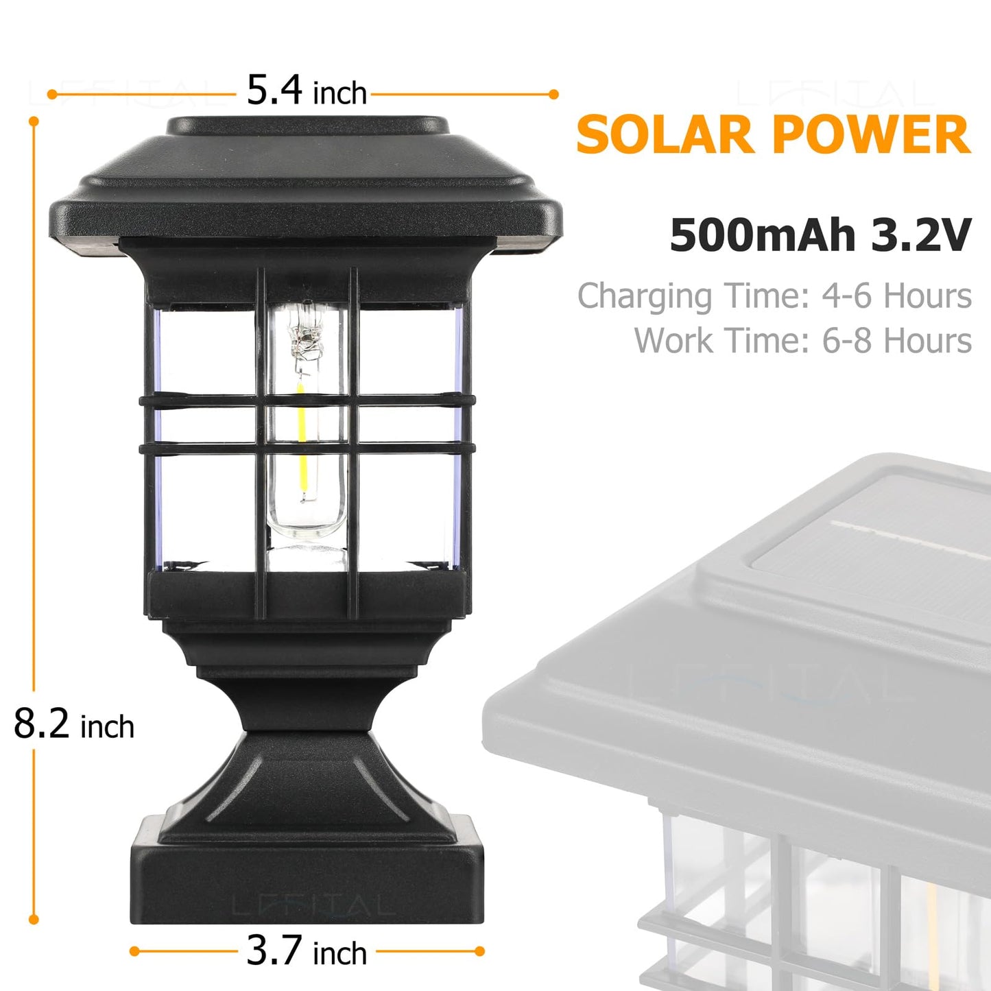 Lffital Solar Post Lights Outdoor Solar Cap Lights Deck Fence Cap For 4X4 5X5 6X6 Posts Patio Garden Courtyard Bright Decoration Fixture Waterproof Warm White Lighting Black (4Pack)