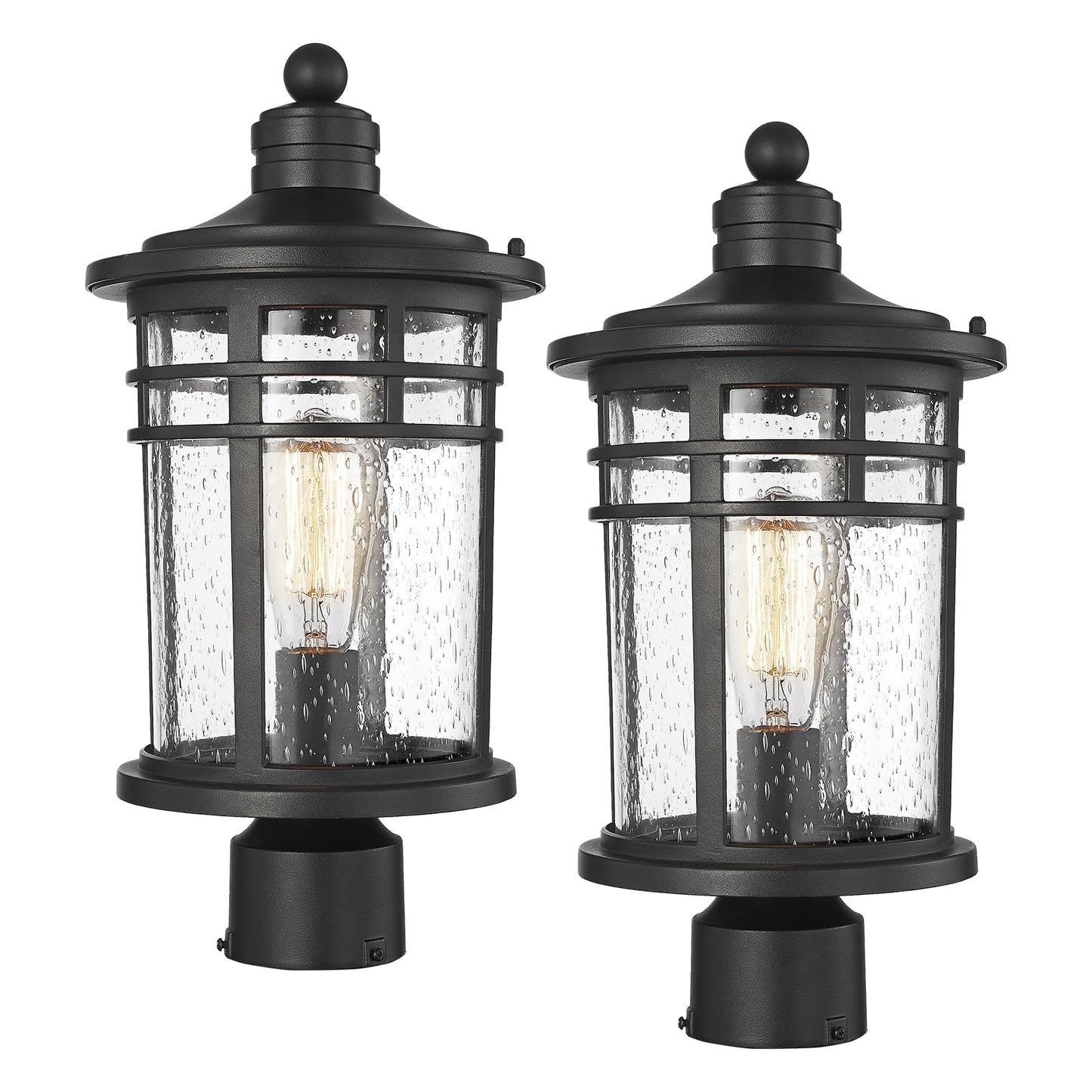 Darkaway Large Outdoor Post Lights Lamp Posts Outdoor Lighting  17Inch Post Lights Waterproof 2 Pack Outdoor Light Fixtures With Glassfor Outside Patio Yard Pathway