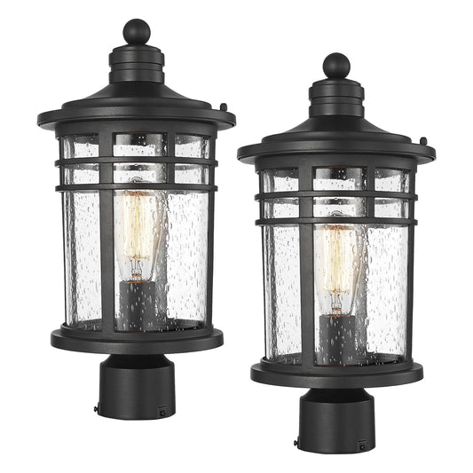 Darkaway Large Outdoor Post Lights Lamp Posts Outdoor Lighting  17Inch Post Lights Waterproof 2 Pack Outdoor Light Fixtures With Glassfor Outside Patio Yard Pathway