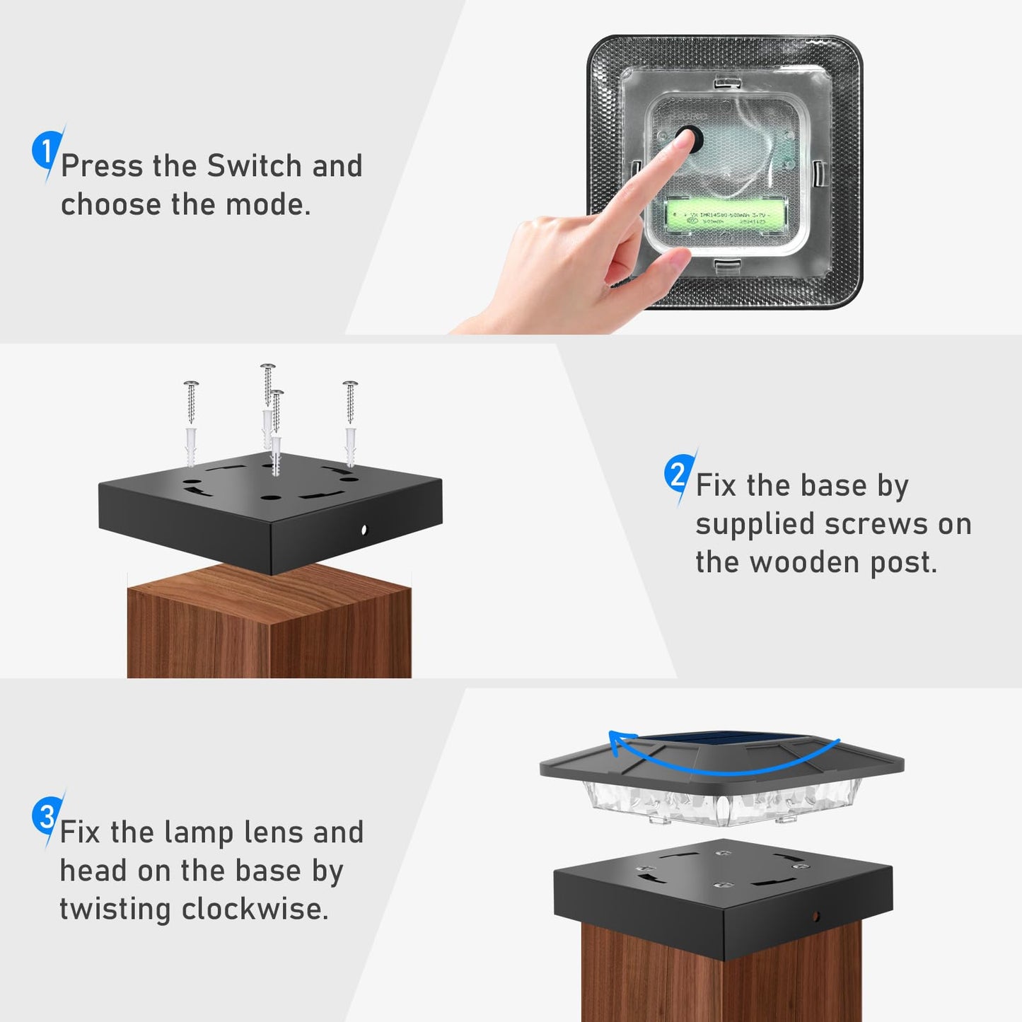 Peasur 4X4 Solar Post Cap Lights Rgb Color Changing  8 Packs Led Deck Fence Light Solar Powered Outdoor Waterproof  Wood/Vinyl Posts Top Lighting For Outside Yard Garden Patio
