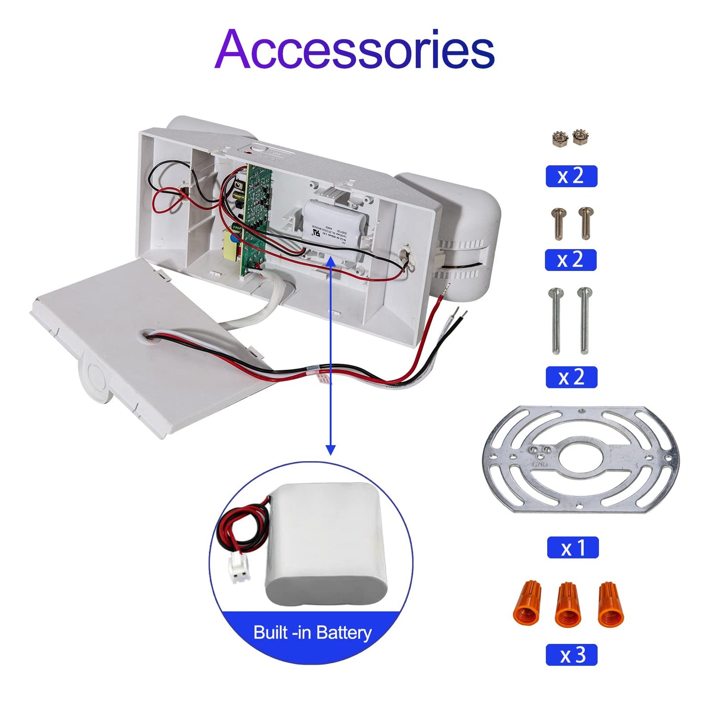 Gzruiyang Emergency Lights With Battery Backup  Led Commercial Emergency Lighting Fixtures Two Head Adjustable  Ul 924 Certified  Hardwired Emergency Exit Light For Business - 6 Pack(White)