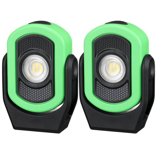 Retisee 2 Pcs 780 Lumens Magnetic Work Light Usb Rechargeable Led Flashlight Portable Inspection Light For Car Repair Emergency Lighting Mechanics Workshop (Green)