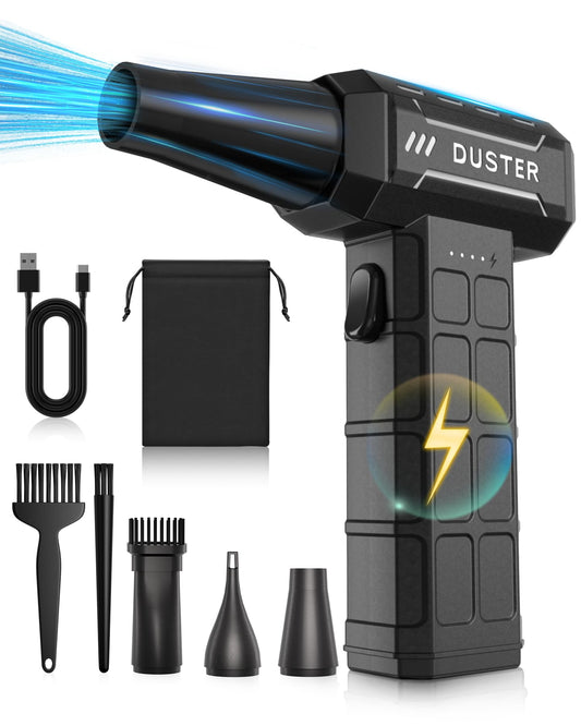 Compressed Air Duster-150,000RPM Electric Cleaner, Rechargeable Cordless Air Blower for Keyboard, PC, Electric Devices Cleaning, Turbo Jet Dry Replace Canned Air Compressed Air Cans (Black)