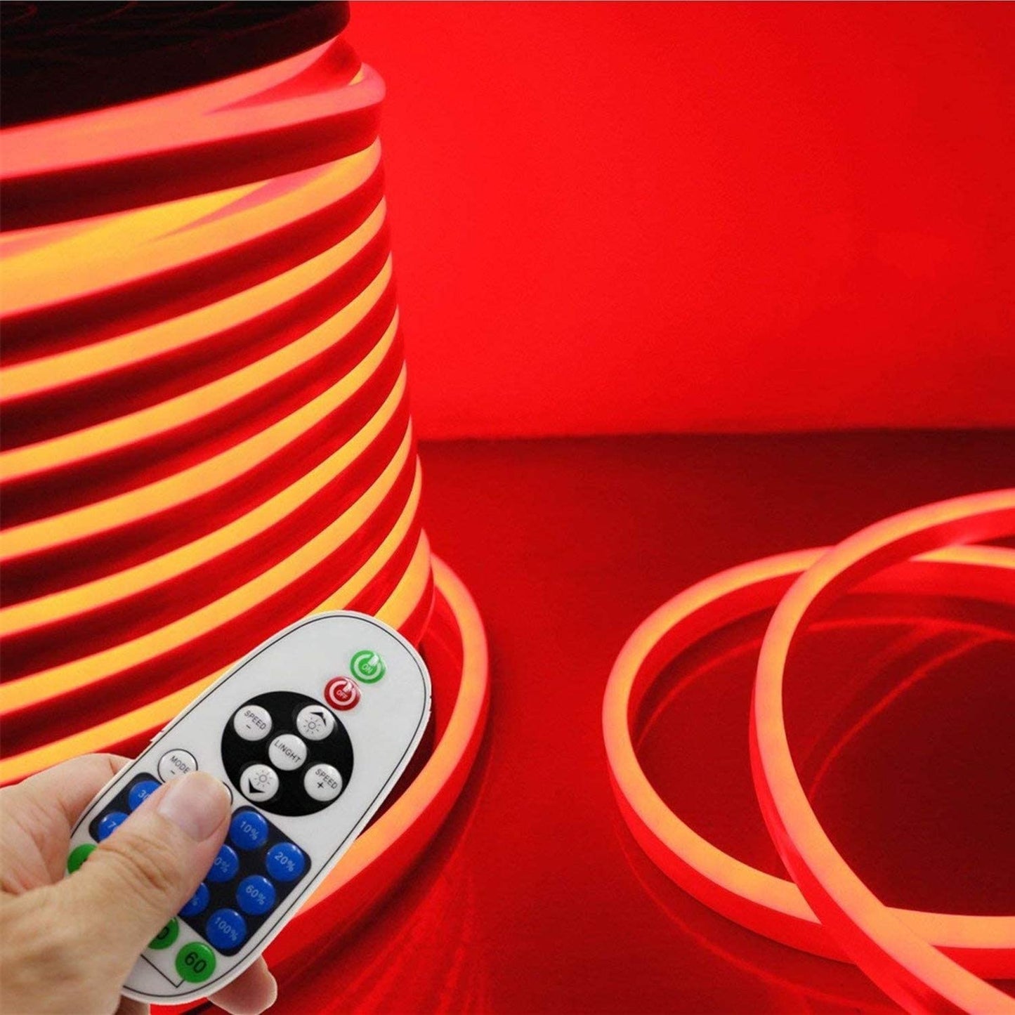 IEKOV LED Neon Light, Flexible Waterproof Rope Light, Dimmable, 40m/131.2ft, Red, Model NEON LIGHT-R-40M