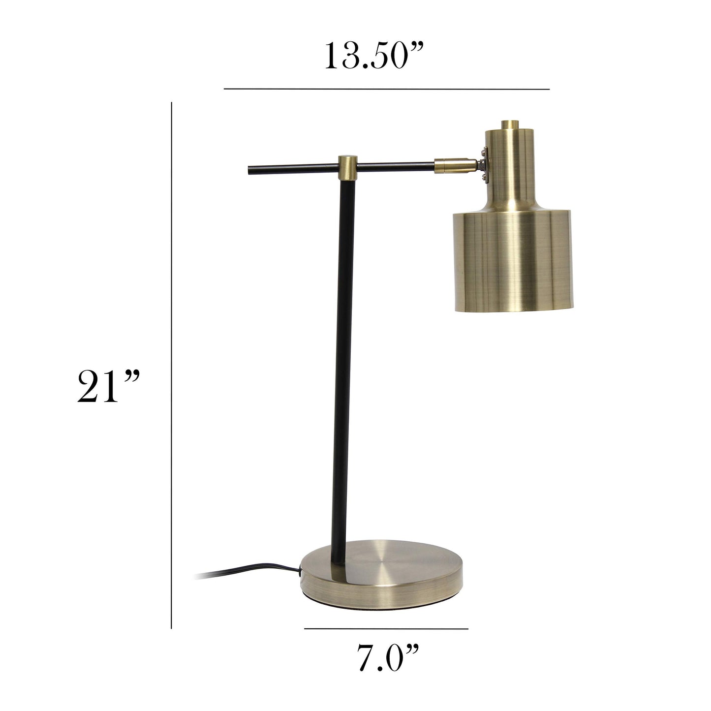 Simple Designs LT2074-ABS Metal Table Lamp, Antique Brass, Iron Material