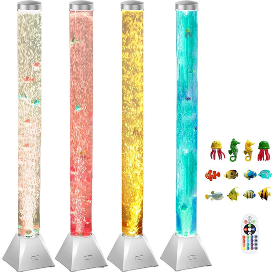 Calover 4Ft Silver Sensory Bubble Tube Floor Lamp - Simulated Aquarium Relaxing Mood Light For Sensory Rooms  Home  Office | Perfect Christmas  Birthday Gift For Kids  mature-themeds  Autism Therapy
