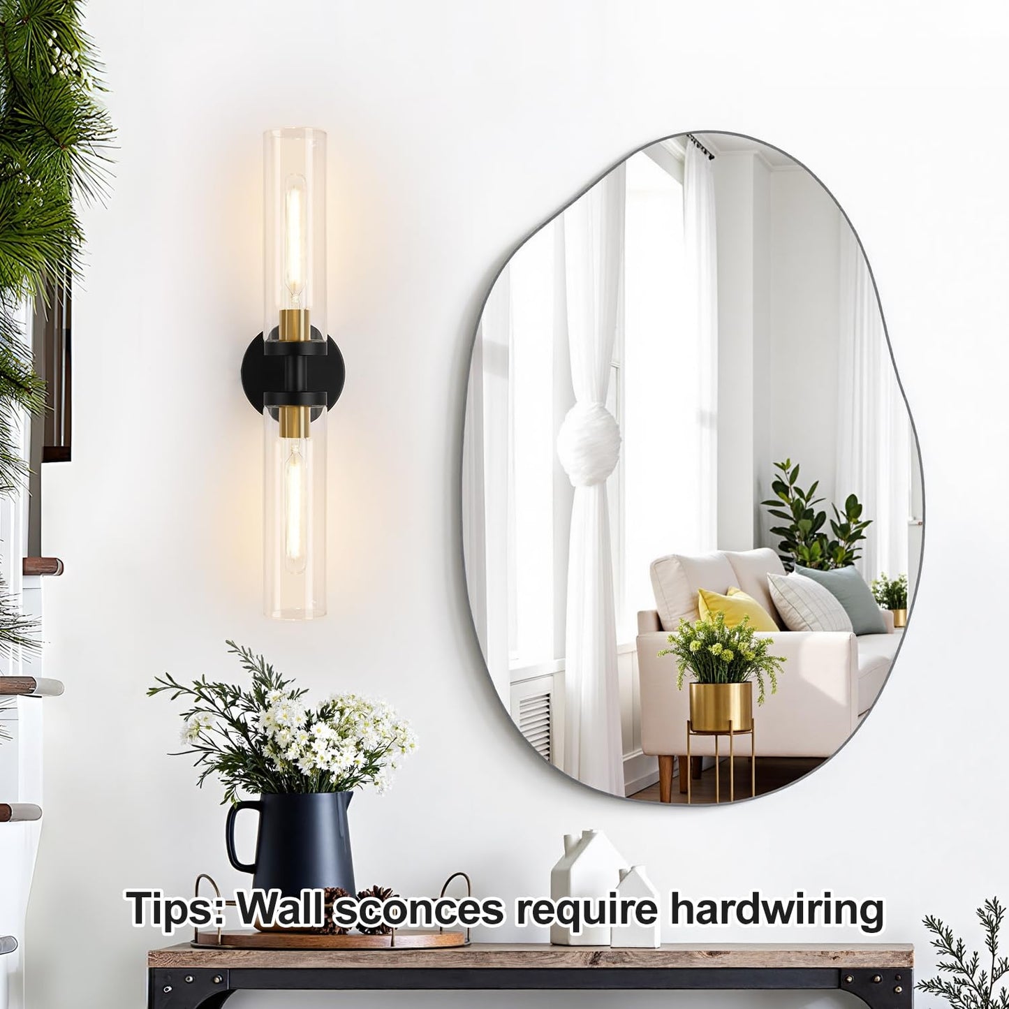 Indoi Black And Gold Wall Sconce  Bathroom Sconces Wall Lighting With Clear Glass  Modern Sconces Wall Light Fixtures For Bathroom Mirror Living Room Hallway Bedroom