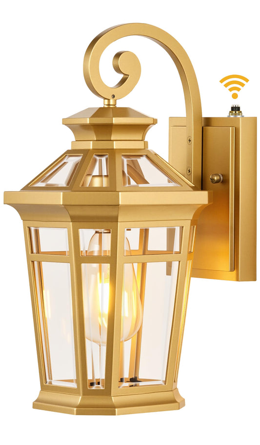 Opaxis Porch Lights Outdoor  Dusk To Dawn Exterior Lighting Fixtures  Gold Wall Lanterns Wall Mount  Waterproof Anti-Rust Outdoor Sconce Lights For Garage  Patio Wall Light Fixture With Beveled Glass